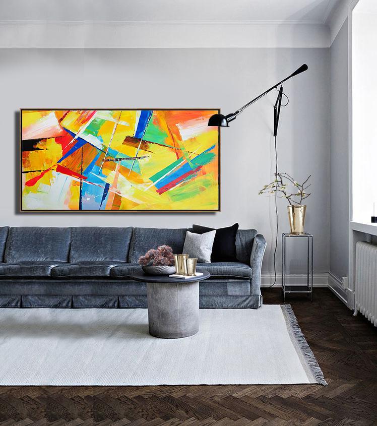 Panoramic Palette Knife Contemporary Art #L42D - Click Image to Close